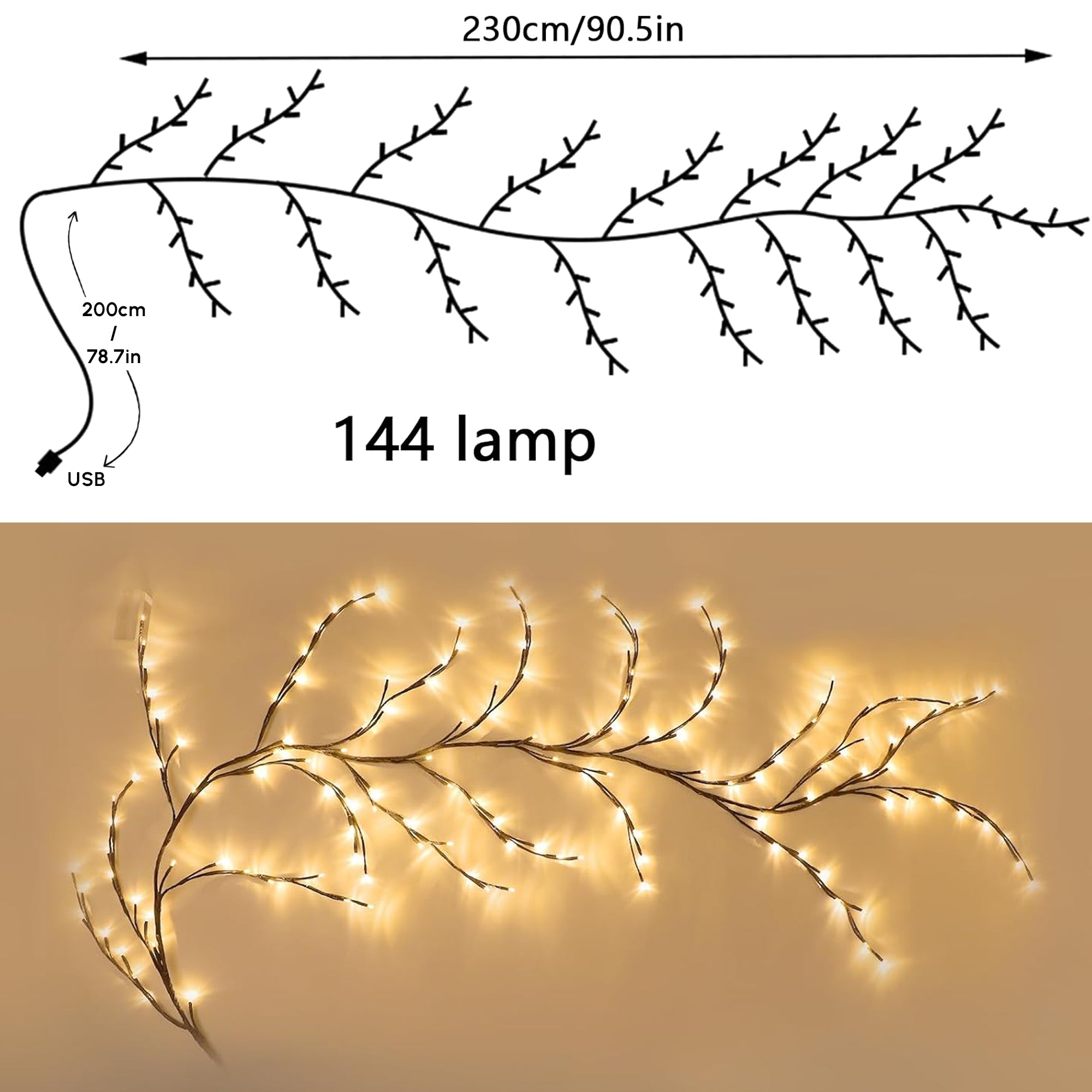 GlowVine 144 LED Flexible Branch Wall Light