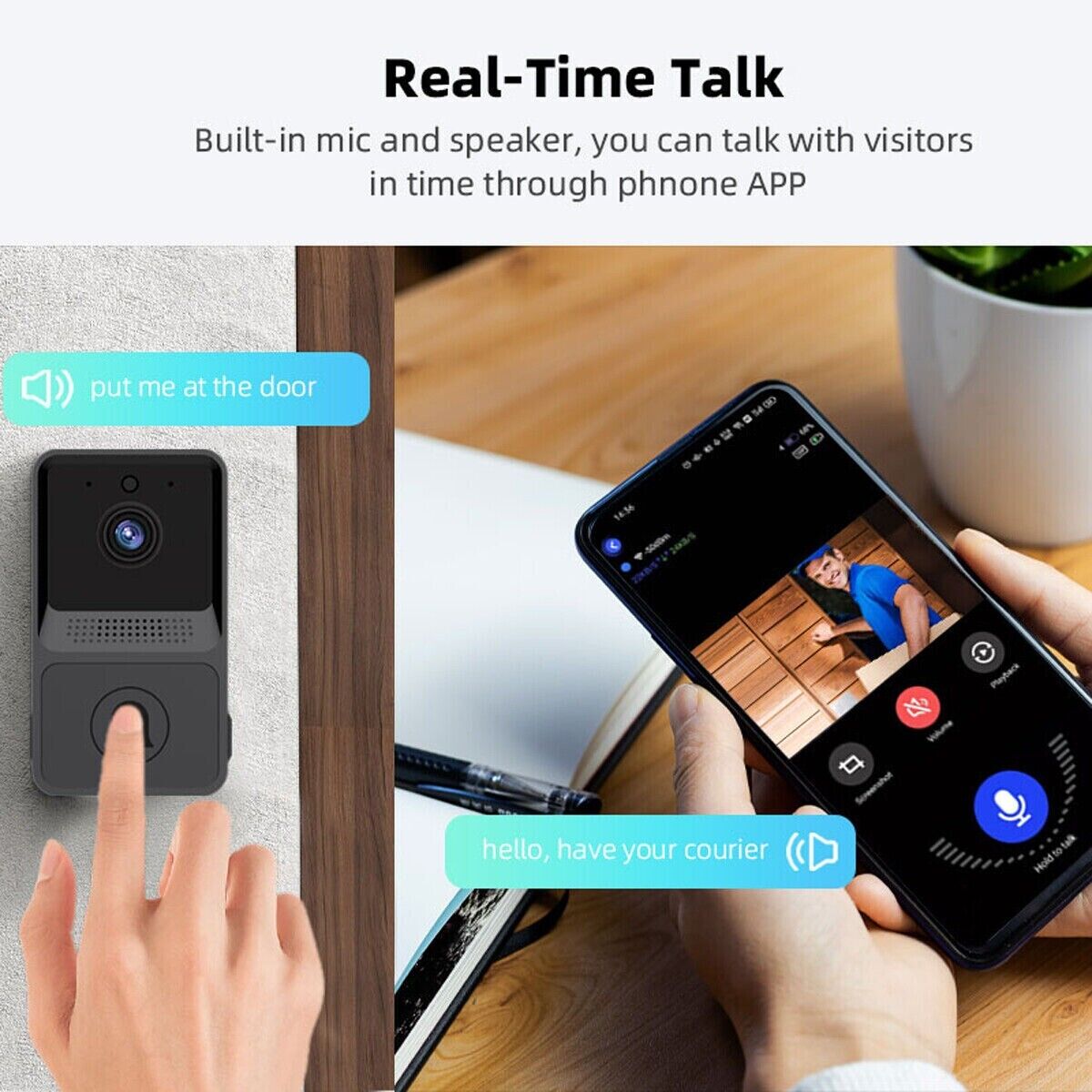 Smart Wireless WiFi Doorbell/Intercom for children room