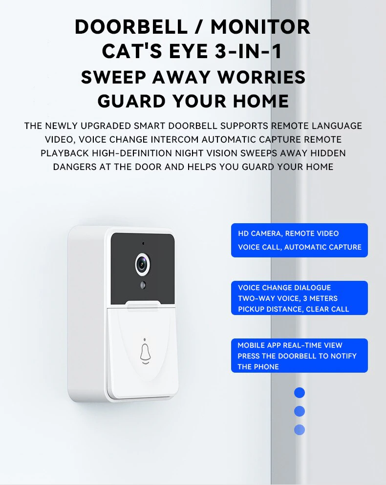 Wireless Smart Video Doorbell with Chime