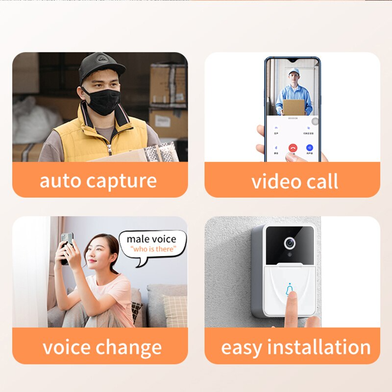 Wireless Smart Video Doorbell with Chime