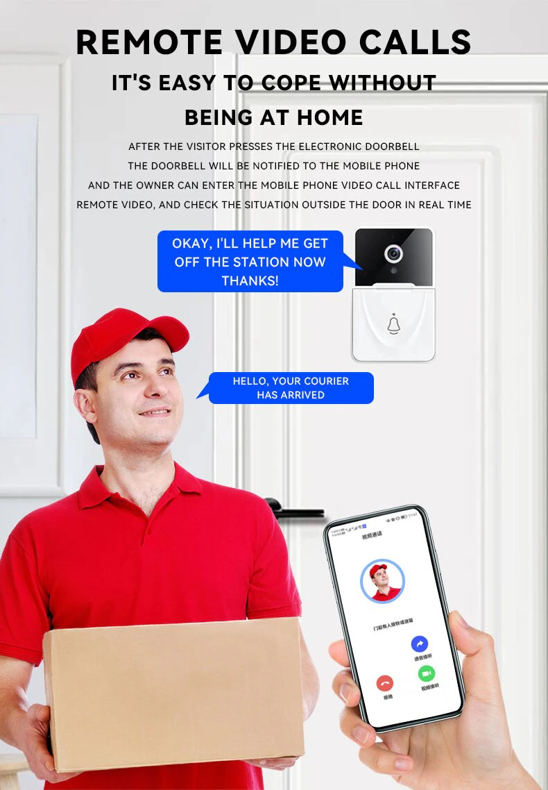 Wireless Smart Video Doorbell with Chime