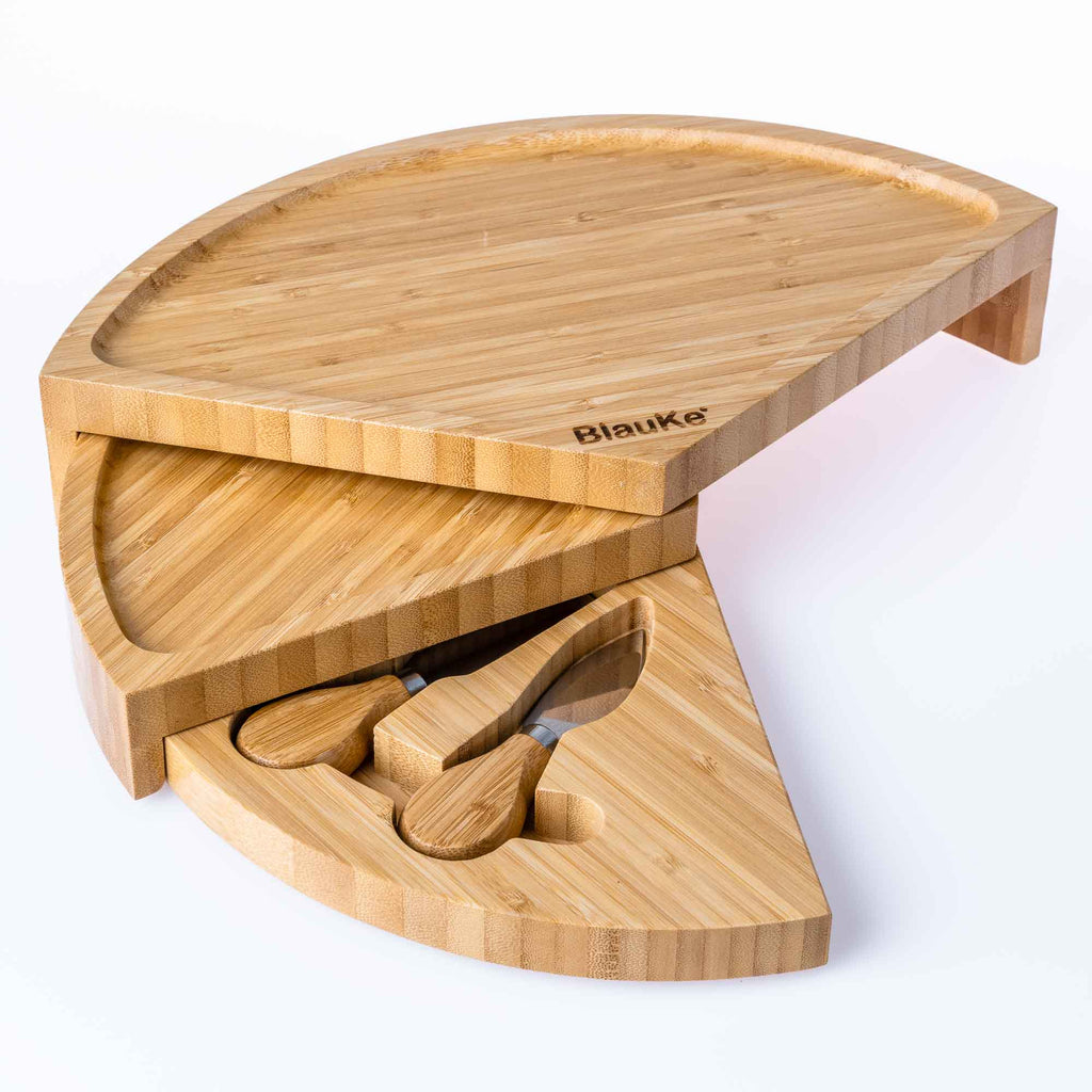 SavorBoard Luxe Bamboo Cheese Set 14" Swivel Design