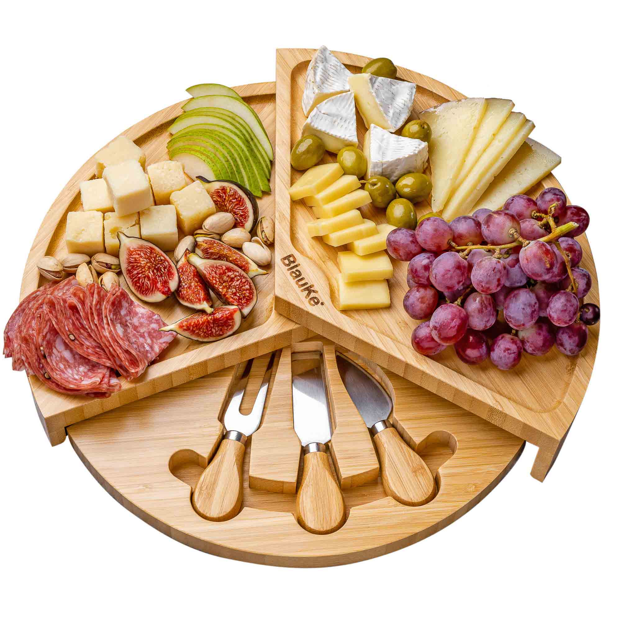 SavorBoard Luxe Bamboo Cheese Set 14" Swivel Design