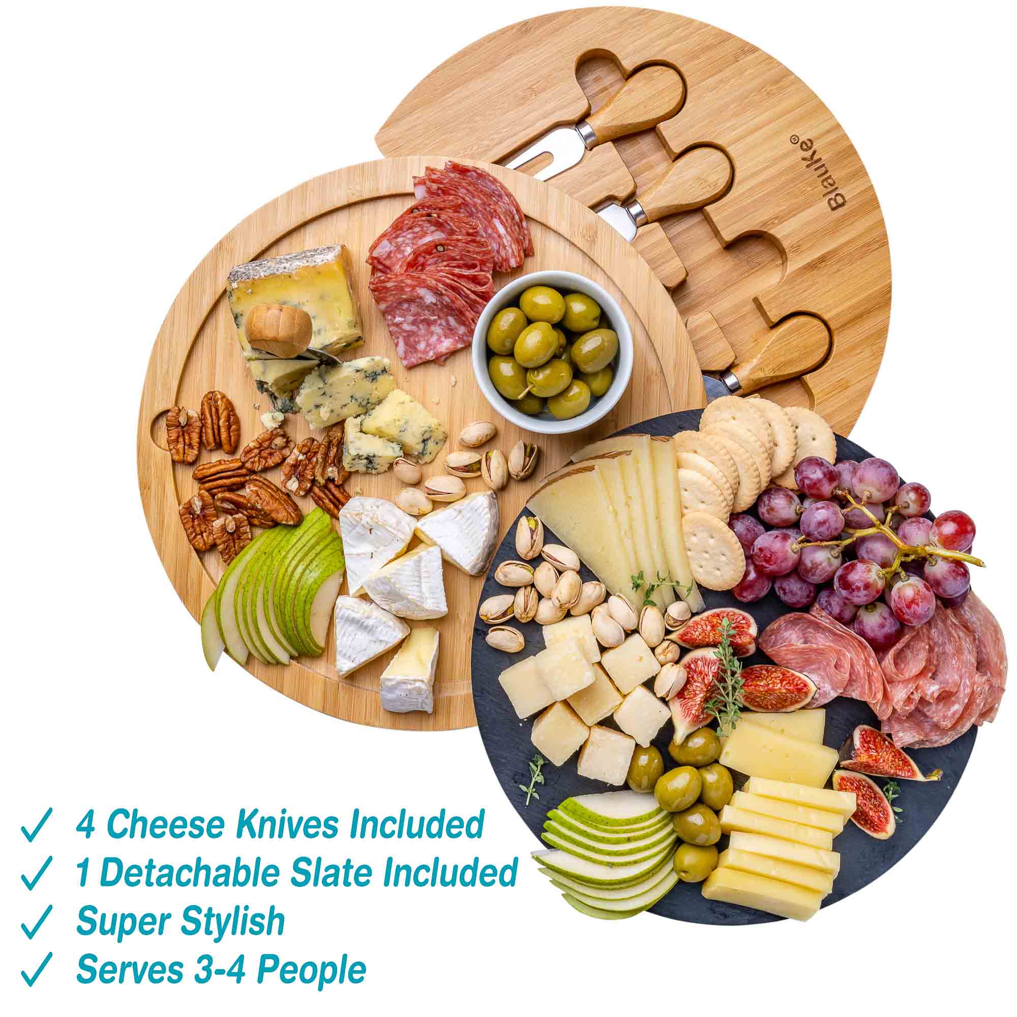Bamboo Charm Cheese Board &amp; Knife Set,12