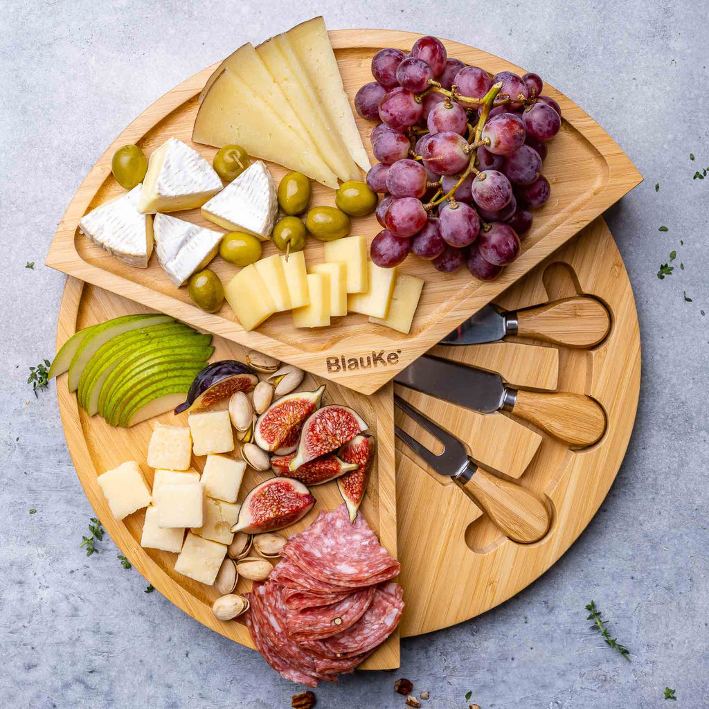 SavorBoard Luxe Bamboo Cheese Set 14" Swivel Design