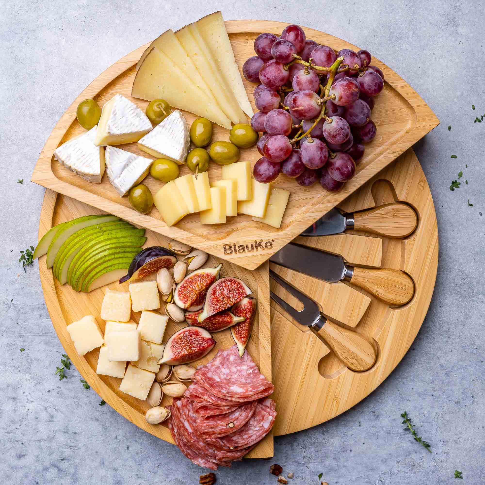 SavorBoard Luxe Bamboo Cheese Set 14" Swivel Design