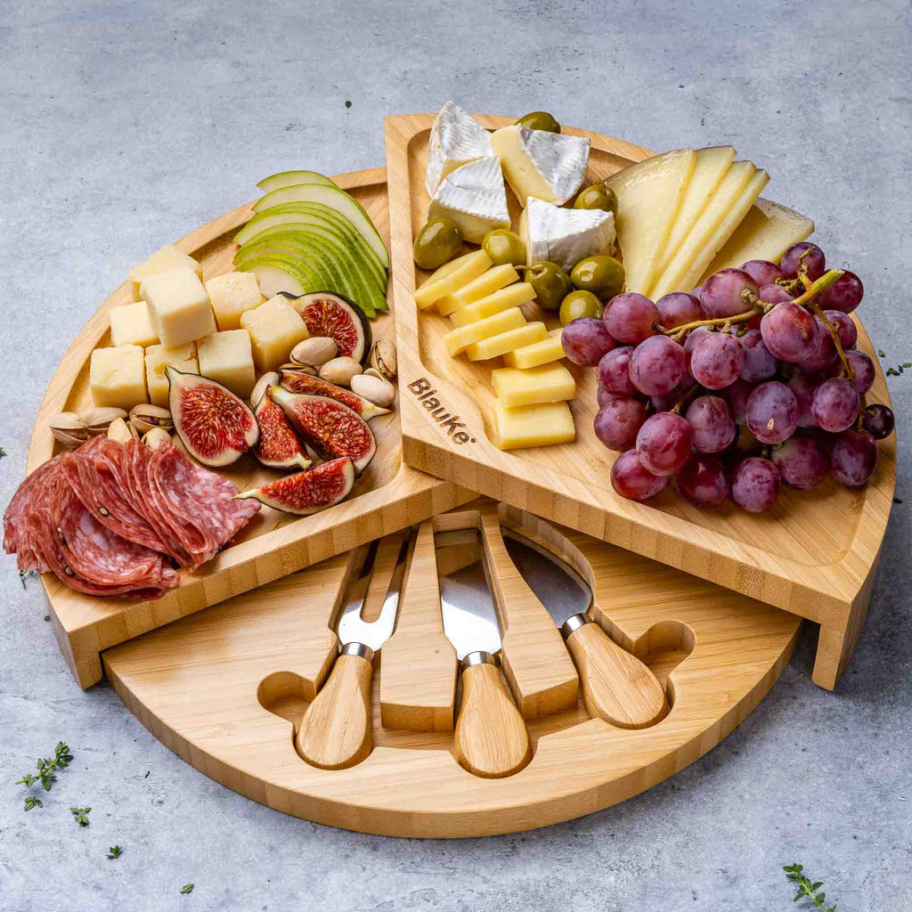 SavorBoard Luxe Bamboo Cheese Set 14" Swivel Design