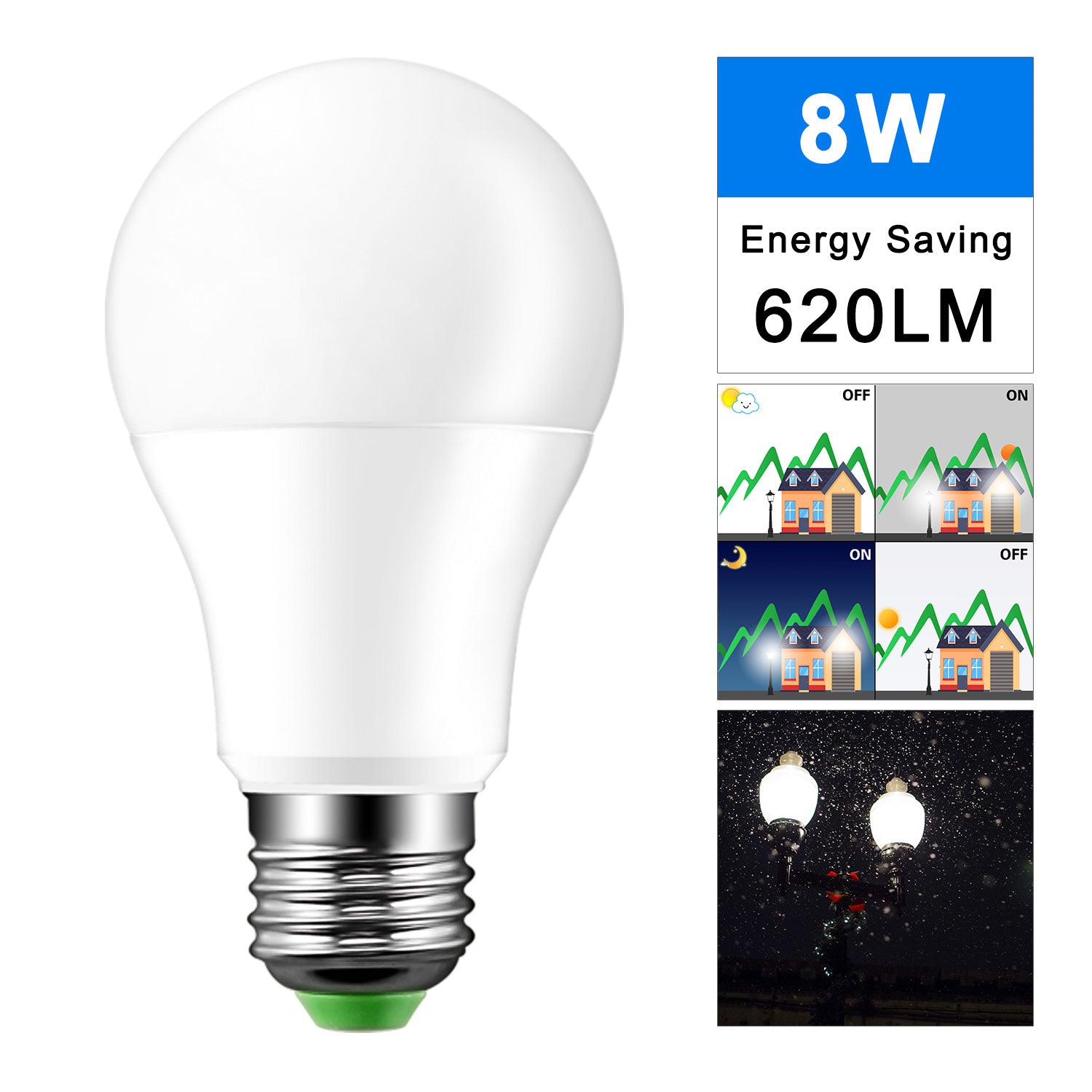 Cool White 12W E27 Auto Sensor LED Bulb