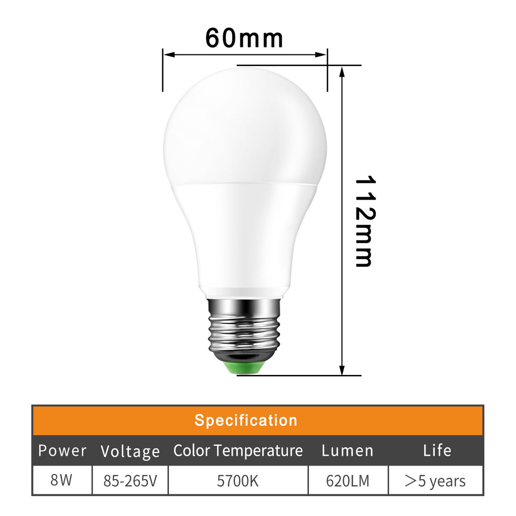 Cool White 12W E27 Auto Sensor LED Bulb
