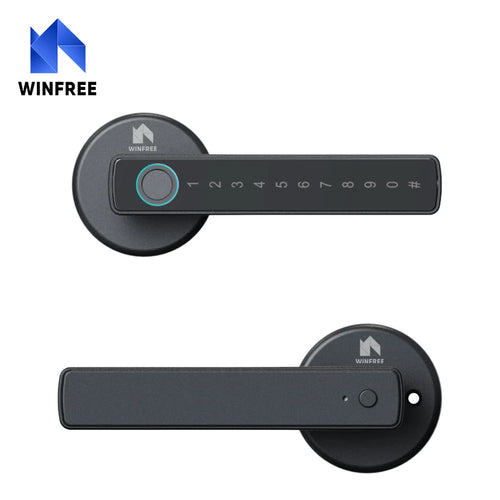 WINFREE Smart Fingerprint Lock Tuya Bluetooth Passcode Card Wooden