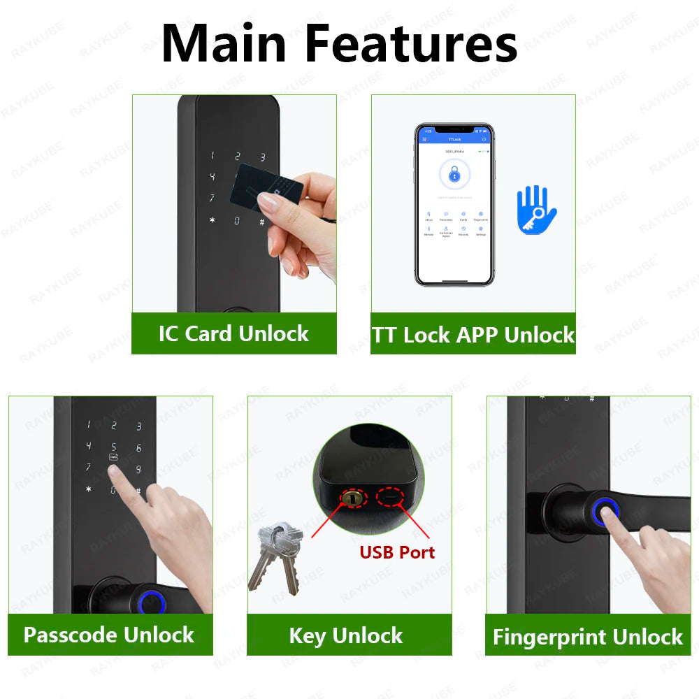 RAYKUBE F7 Smart Fingerprint Door Lock